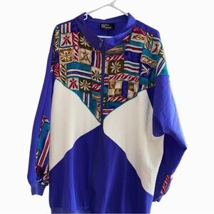 Vintage 90s Windbreaker Jacket Bold Retro Design Oversized 2X Streetwear Style